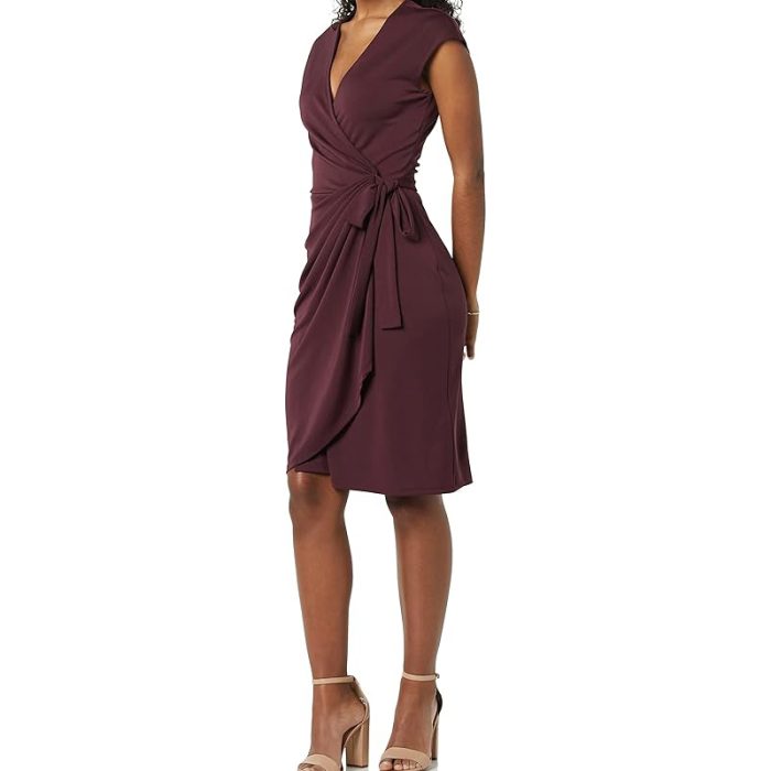 Essentials Women's Classic Cap Sleeve Wrap Dress